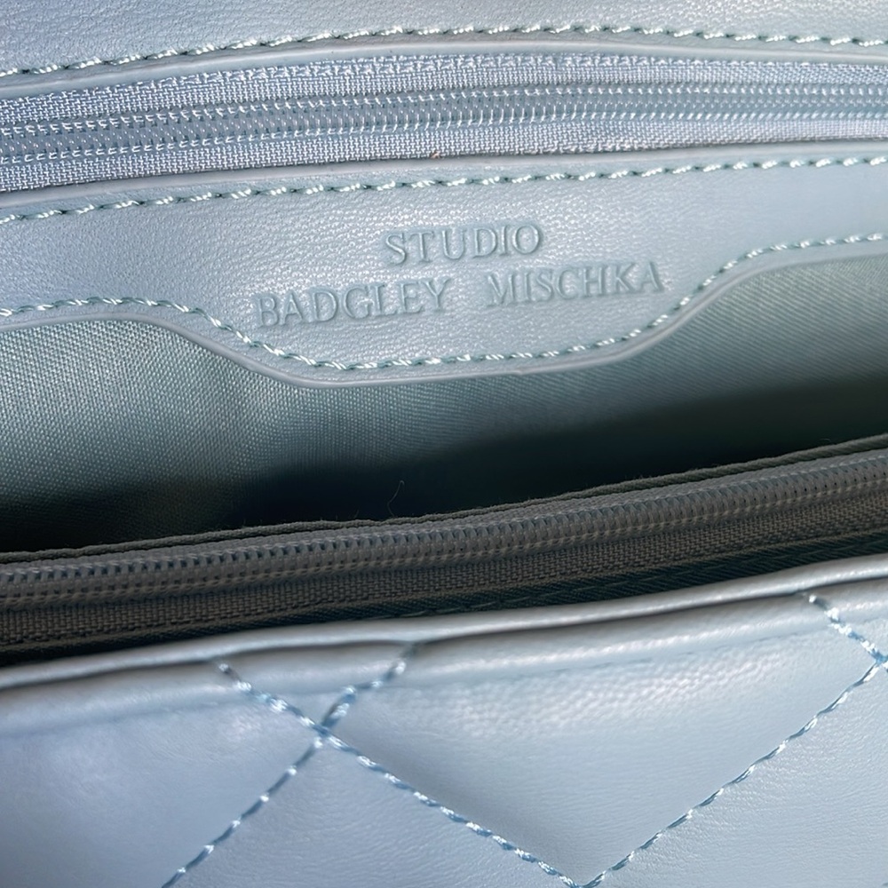 Studio Badgley Mischka light Blue Vegan Leather Handbag/Crossbody - Picture 8 of 10
